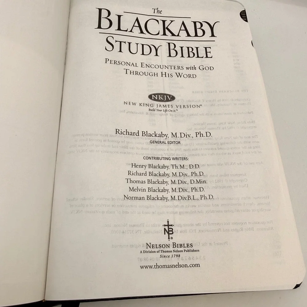 NKJV The Blackaby Study Bible Black Bonded Leather Thumb Indexed Gold Edges 2006